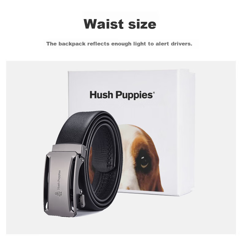 Hush Puppies Men's Leather Belt, Classic Automatic Buckle Waistband, Urban Trendy Casual Business Party Birthday Gift for Boyfriend 5