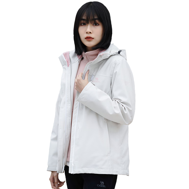 CAMEL Women's Three-In Jacket with Detachable Fleece Inner Layer, Thickened Windproof And Waterproof U1W1TR342