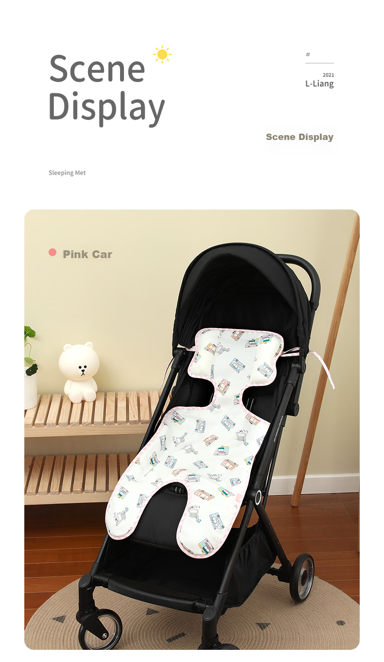 Liangliang Baby Stroller Cooling Seat Pad Ramie Newborn Cushion Children's High Chair Cooling Mat Fantasy 75*35cm 6