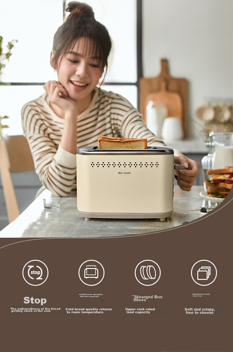 Bear Bread Maker, Toaster Oven, Automatic Breakfast Home Small Bread Toaster for Steamed Buns, Stainless Steel Baking Wonder DSL-C02M6 9