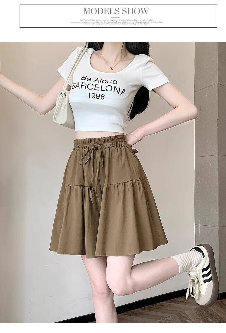 LangSha Women's Japanese-Style Design Casual Skort Shorts, Summer Lightweight High-Waisted Slimming Shorts for Petite Figures 11