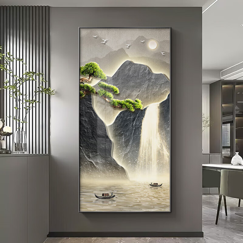 Haojiubujian Entrance Hallway Decorative Painting, New Chinese-Style Landscape Painting, Modern Light Luxury High-End Corridor Hallway Hanging Picture, Directly Facing The Door Mural