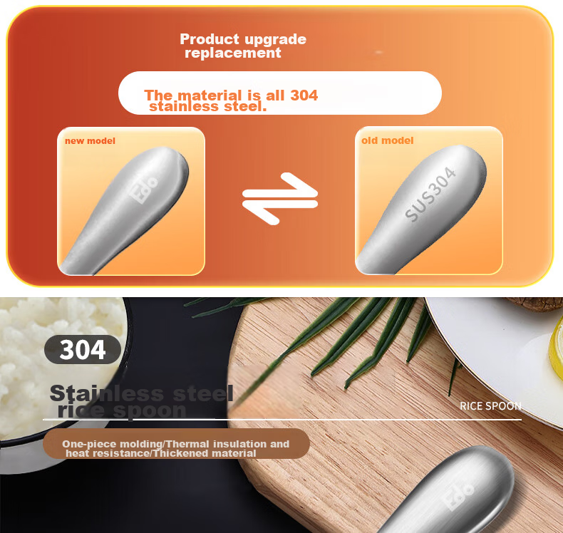 Edo 304 Stainless Steel Rice Spoon, Non-Stick Serving Spoon for Home And Restaurant Use, Rice Scoop, Tablespoon for Electric Rice Cooker 1