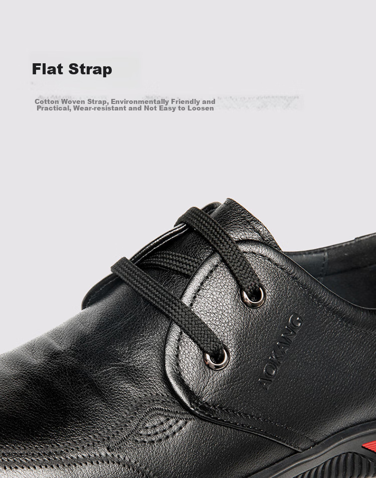 Aokang Casual Leather Shoes, Lace-Up Comfortable Soft-Soled Versatile Driving Loafers, Black, Size 39 6