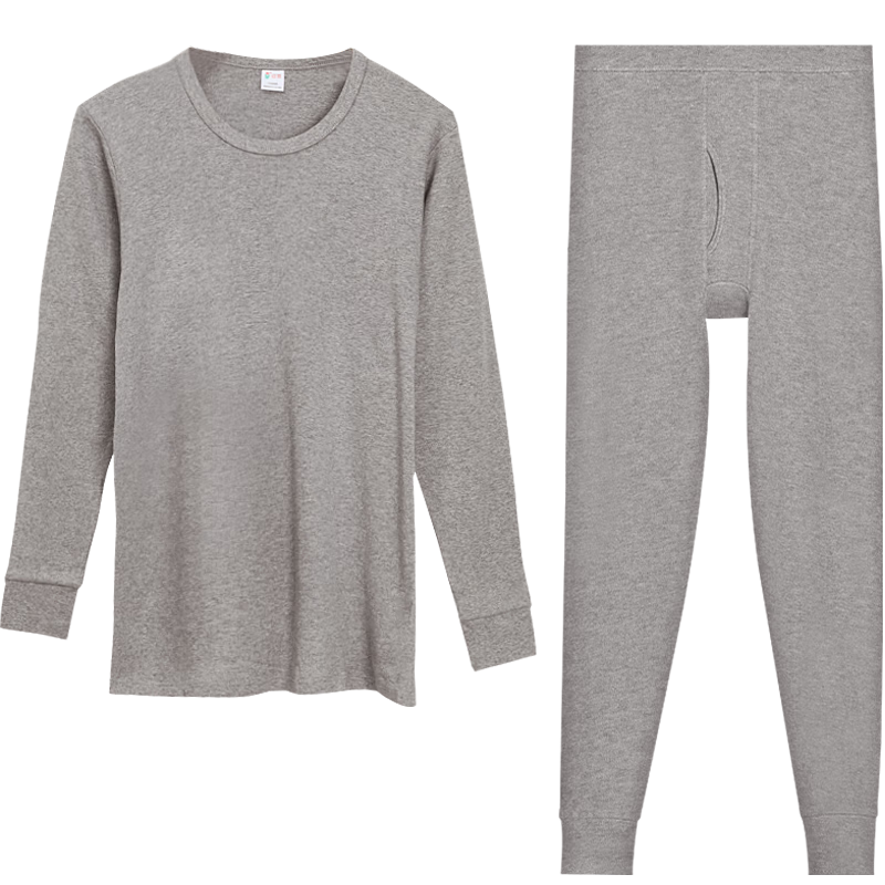 Hodo Men's Underwear, 7A Antibacterial Upgraded Autumn Top And Pants, Pure Cotton Set, Round Neck Thin Style, Base Layer Thermal Underwear