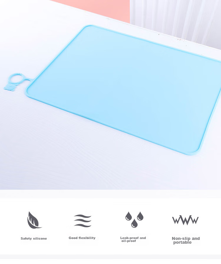CHERISHES LIFE Elementary School Student Placemat, Children's Waterproof, Oil-Proof, Non-Slip, Heat-Resistant Silicone Mat, First Grade Lunch Mat, Blue, 40x30 2