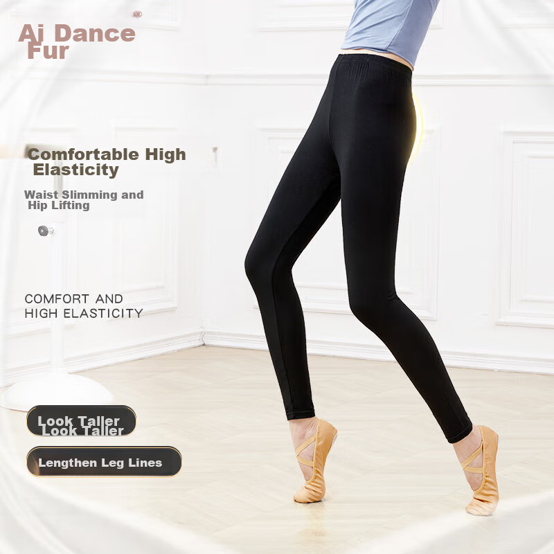 Aiwuge Dance Pants for Adult Women, Long Practice Tights, Knee-Length Tight-Fitting Pants for Dancing, Specialized Ballet Leggings, Practice Pants, Black S