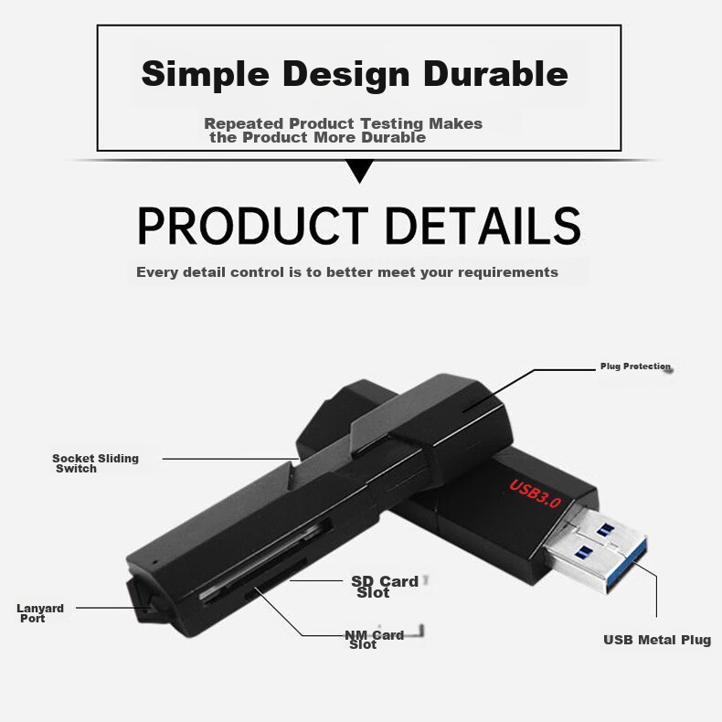 LinkStone USB3.0 High-Speed Multi-In Card Reader, Huawei NM Card Reader TF/SD/NM Card, Multifunctional Type-C Compatible with Apple And Huawei Computers, Memory Cards And Cameras 2
