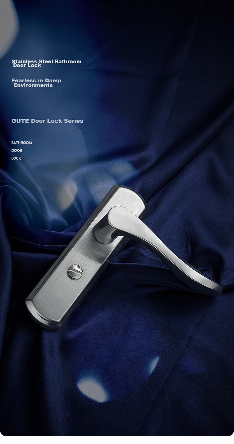 GUTE Bathroom Door Lock, Interior Bedroom Door Lock, Keyless Toilet Bathroom Washroom Door Lock, Brushed Finish, Universal Model 1
