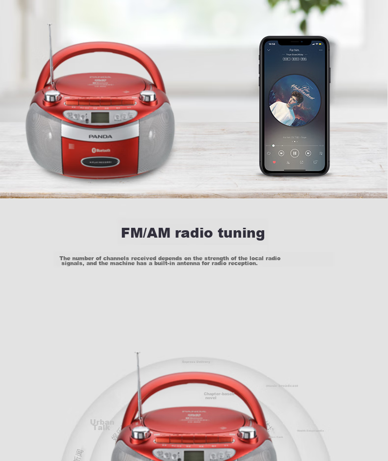 Panda CD-880 Bluetooth Speaker, CD Player, DVD Player, Tape Recorder, Voice Recorder, USB Drive And Memory Card Player, Transcription Machine, Learning Device (Blue) 7