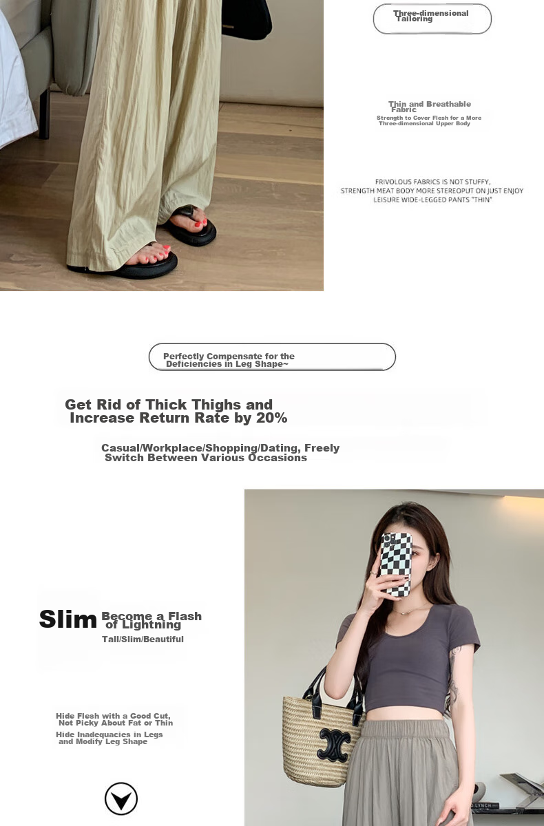 LangSha Ice Silk Wide-Leg Pants Women Summer Thin High Waist Draped Zen Lazy Yamamoto Style Cotton Linen Casual Pants 8
