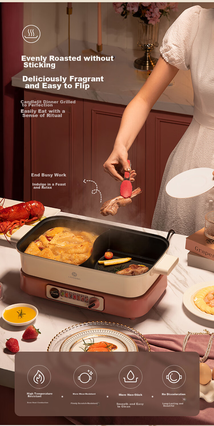 Liven Dual-Sided Electric Hot Pot, Multi-Functional Cooking Pot for Electric Stove, Large Capacity 7-Liter Detachable Electric Hot Pot for Home Use DHG-700BY 14