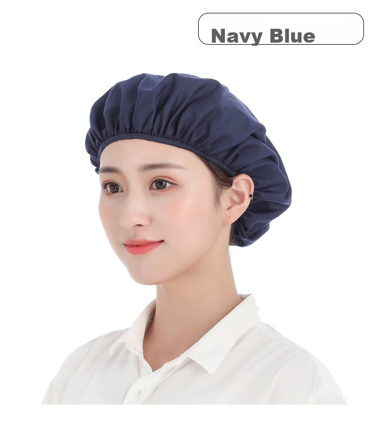 Pinzhide PTH020 Women's Work Cap, Dust-Proof Breathable Hooded Elastic Hygienic Kitchen Chef Hat for Factory Workshop, Washable Cotton, White, 2-Pack 9
