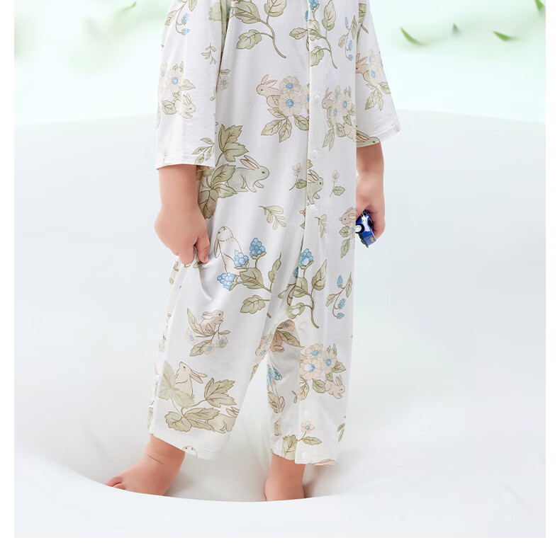 Beitaisi Baby Clothes, Summer Thin Romper, Three-Quarter Sleeve Air Conditioning Suit, Infant Bodysuit, Newborn Onesie 2
