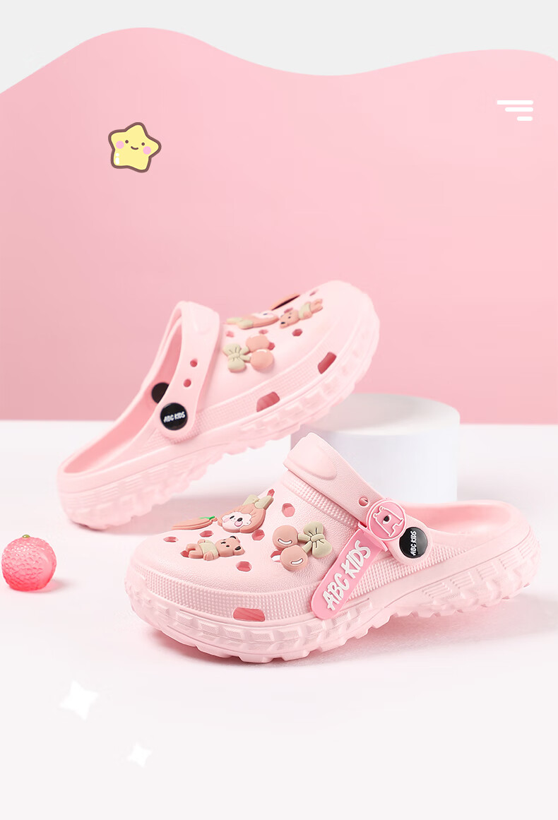 ABC KIDS Girls' Perforated Shoes, Summer Children's Shoes, Cute Girl Beach Sandals, 8603 Pink, Size 40-41 3