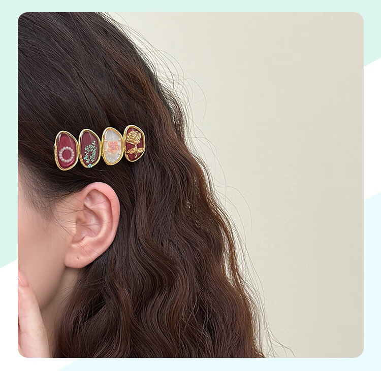 CHIMERA Qiji Red Hair Clip Side Clip Hairpin Bangs Clip Bridal Hair Accessory 6.1 Children's Day Gift 4