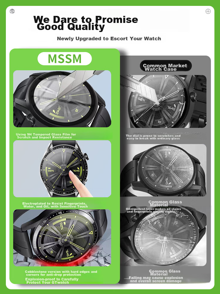 MSSM Compatible with Huawei Watch GT4 Protective Case, GT3/watch3 Case Film Integrated, High-Definition Shockproof Anti-Scratch Case, 42/46mm Dial [With Scale - Transparent] GT4-46mm 1