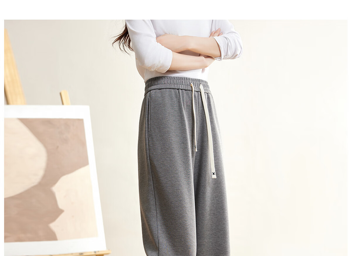Halo Queen Women's Casual Pants with Drawstring Elastic Waist, Straight-Leg Trousers, Slimming, Figure-Flattering, Versatile Comfortable Pants, New Product H143R1013 16