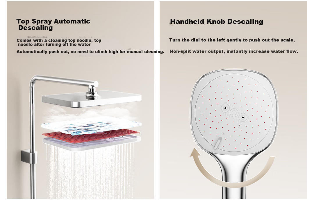 JOMOO Shower Set with Brass Piano Key Design, Descaling, Waist And Back Sprays, Massage Function, Constant Temperature, SPA Shower System 26192-695/1B 36