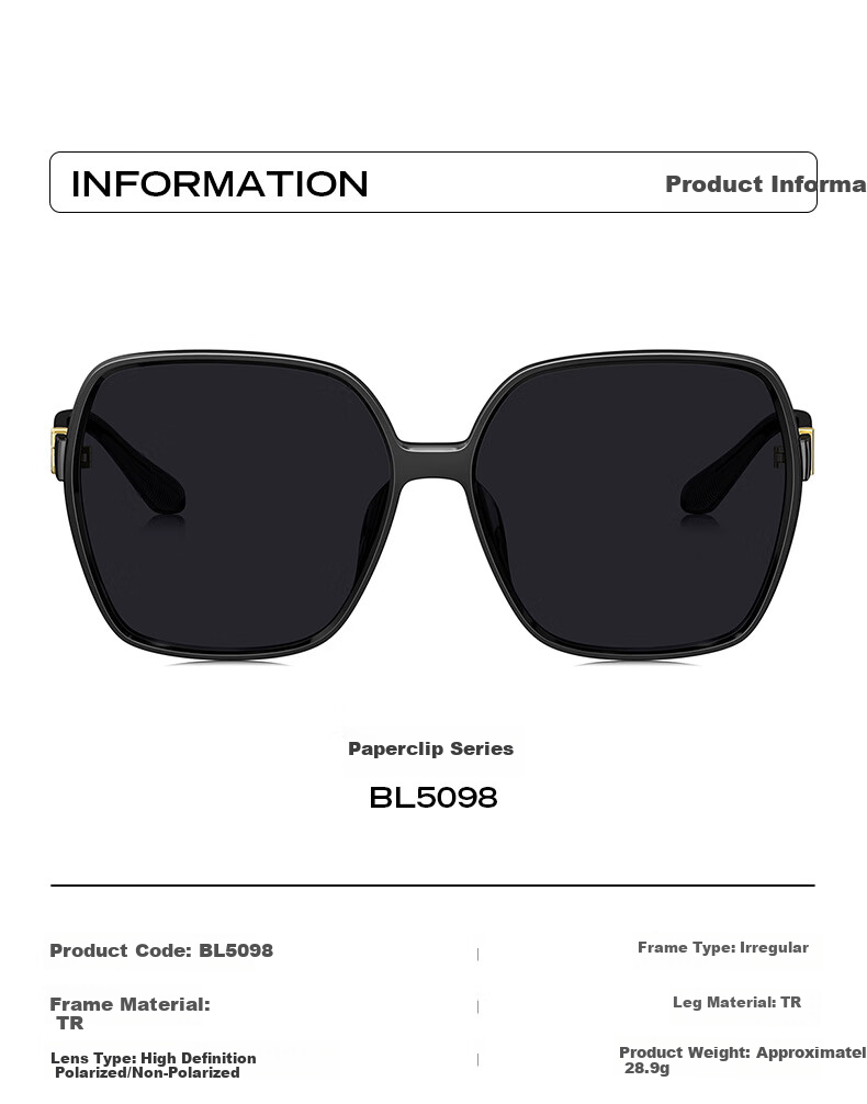BOLON Elegant Large Frame Sunglasses, Face-Slimming Effect, UV Protection, Driving Sunglasses for Women, Gift BL5098 A13 1