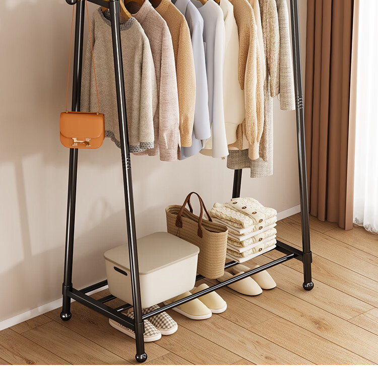 Yicainianhua Floor-Standing Coat Rack, Bedroom Clothes Hanger, Storage Rack, Large Garment Stand, Double-Pole Simple Coat Rack, 2236GDB 18