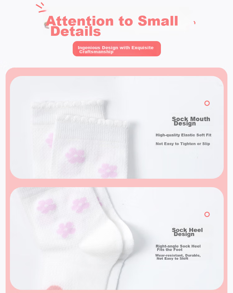 LangSha Children's Socks, Girls' Mesh Cotton Socks, Spring And Summer Thin Mid-Calf Socks for Girls, Students, Small Bear Pattern (6 Pairs) 13