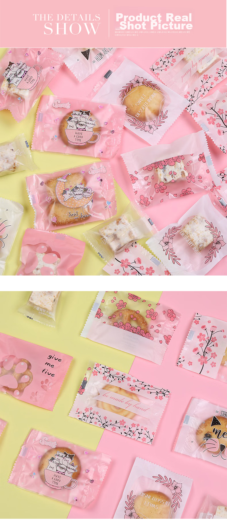 PAPAROTTY Snowflake Crisp Packaging Bag Sealing Machine, Homemade Candy Handmade Nougat Cookie Packaging Bag, 7*10CM 6