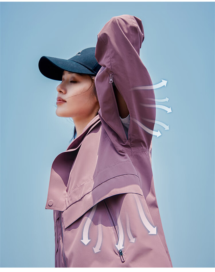Pioneer Camp Breathable Windproof Waterproof Jacket for Women, Autumn Outdoor Breathable Windproof Waterproof Travel Hiking Coat, Light Apricot Color, XXL 3