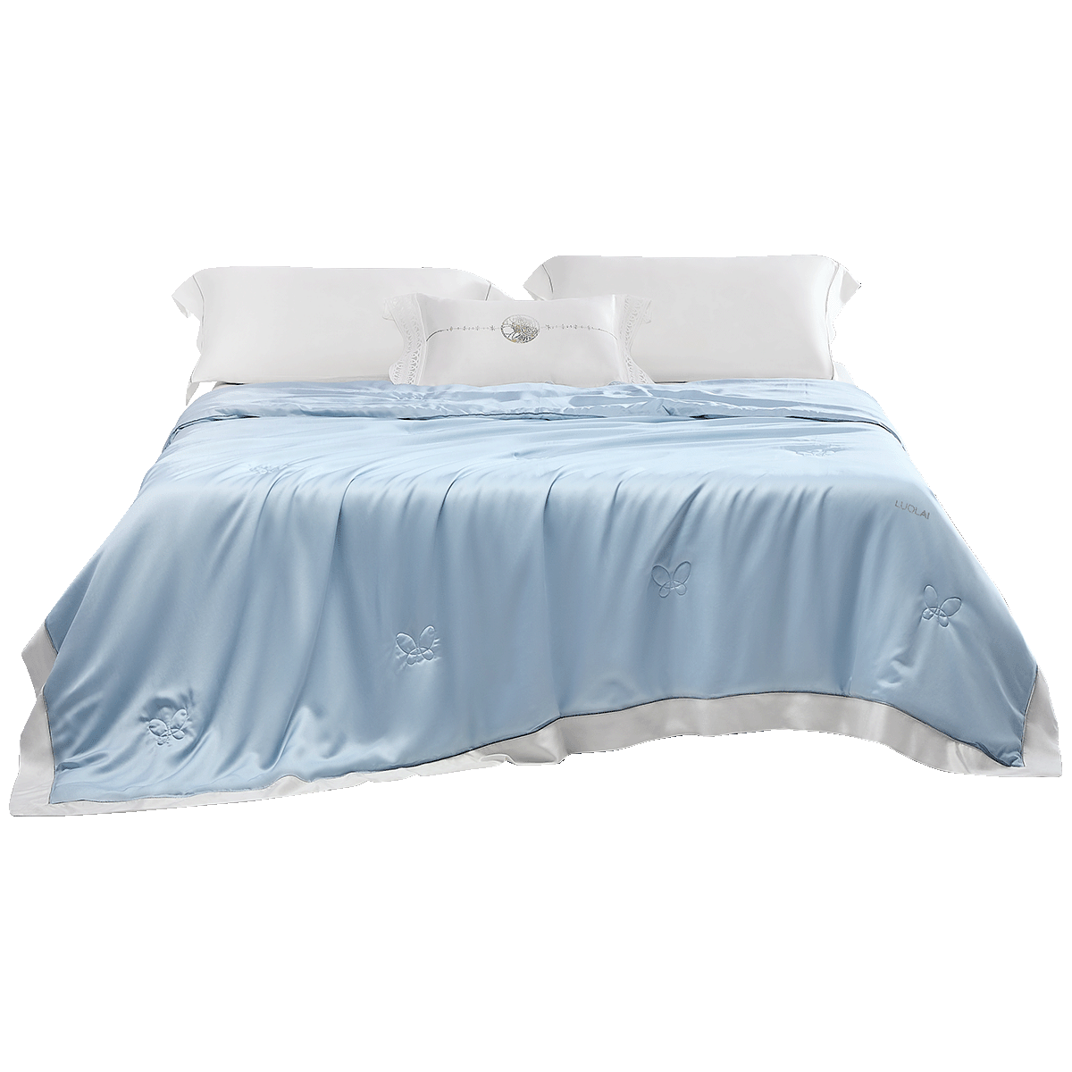 Luolai Home Textiles 100-Thread Count Mulberry Silk Summer Quilt A-Class Antibacterial Washable Air Conditioning Quilt 200*230 Blue