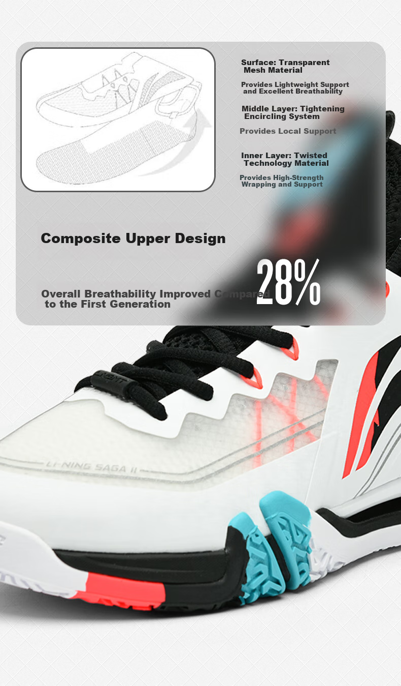 Li-Ning Badminton Shoes for Men And Women, II Ground-Flying 2 PRO Professional Competition Badminton Shoes, Black/standard White, Size 37 9