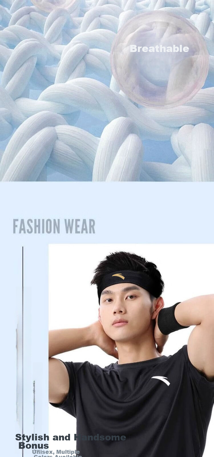 ANTA Sports Headband for Men And Women, Sweat-Absorbing Headband, Sweat-Stopping Band, Running Sweat-Guiding Band, Basketball Sweat-Proof Headband, Hair-Tying Band, Headband 4
