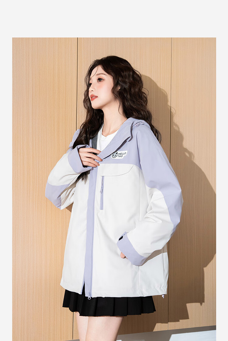 TonLion 2026 Spring Autumn New Hooded Patchwork Workwear Jacket Women Loose Casual Sports Style Top 3