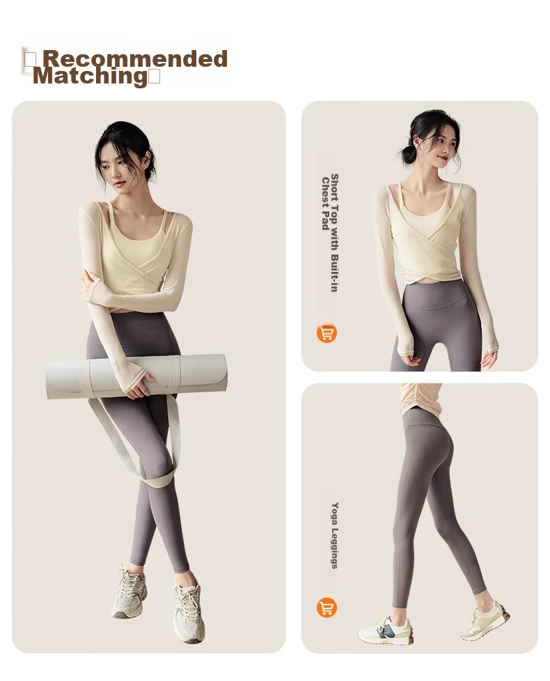 ACKDCS Yoga Outfit Pilates Top for Women, Autumn Running Sports Fashion Mesh Fitness Set, High-End Two-Piece Suit 1
