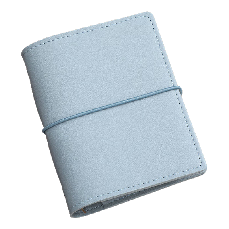 Faramon Loose-Leaf Notebook M5, Detachable Blank Pages, High-Quality Soft Leather, Portable Journal, Travel Diary with Stamp Collection, Smoky Blue