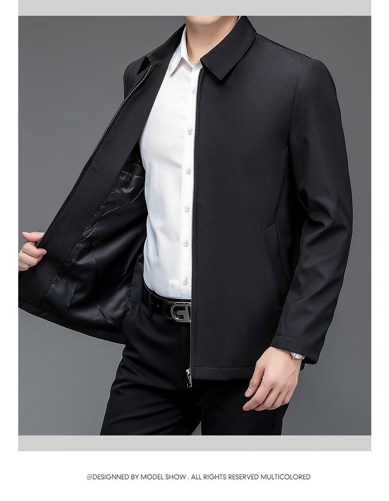 Hengyuanxiang Administrative Jacket for Men, Spring And Autumn Season, Middle-Aged Men's Business Casual Dad's Outerwear, Middle-Aged And Elderly Men's Clothing, Lapel Top 18