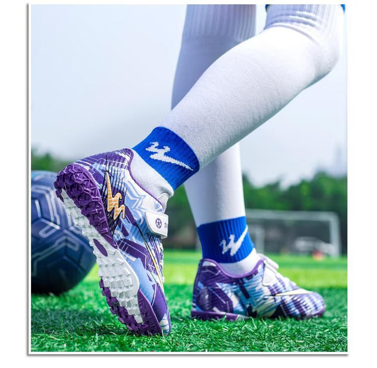 Shuangxing Children's Soccer Shoes, Youth Non-Slip Wear-Resistant Training Shoes for Boys And Girls, TF Turf Cleats, Lightweight All-Season Style for Artificial Turf 8