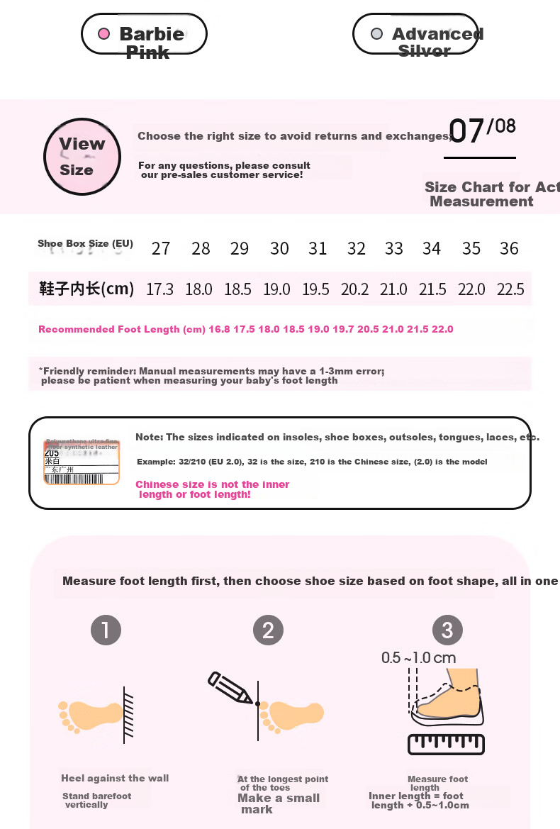 Barbie Girls' Fashionable Outdoor Sports Shoes, Princess Style Casual Hiking Shoes for Girls, DA6583 Pink Size 32 10