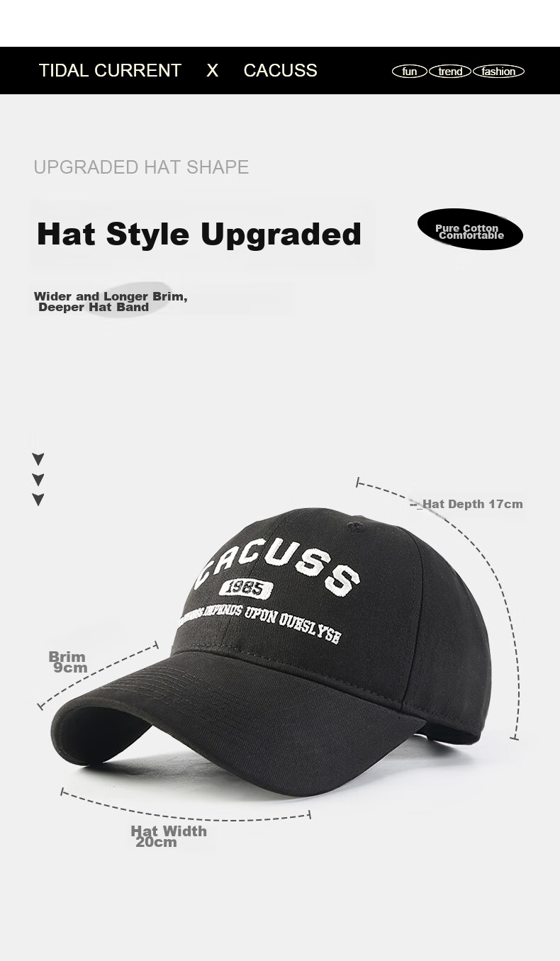 CACUSS Baseball Cap for Women, Large Head Circumference Soft Top Visor Hat, All-Season Sun Hat, Korean Style Versatile Sun Protection Hat, Chiji Red 7