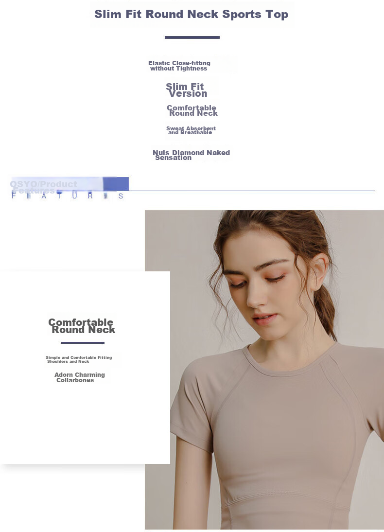 XUEXIMAN Yoga Wear Women's Top Short-Sleeve T-Shirt Slimming Fitness Running High-End Tight Yoga Outfit Workout Clothes 2