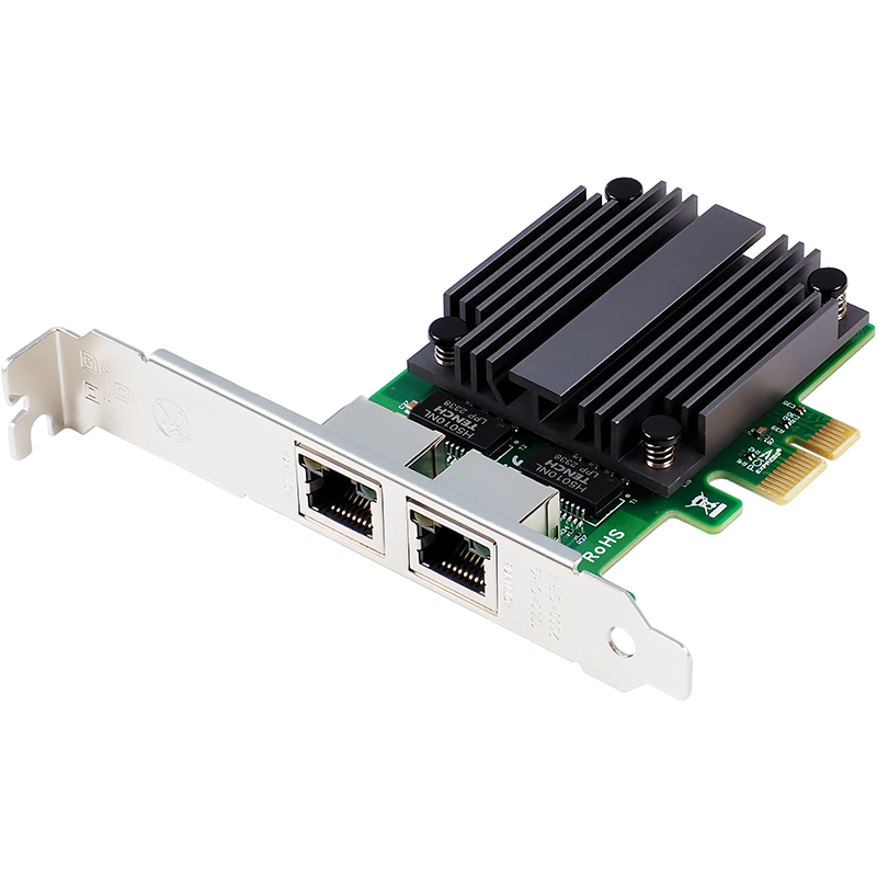 FLYBISH NA225-T2 PCIE Dual-Port Gigabit Ethernet Card, 2500M Dual-Port Computer Wired Network Card, Industrial Camera Image Acquisition Machine Vision, Intel I225 Chip