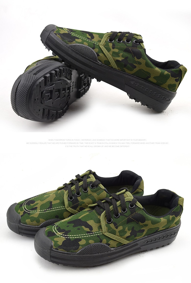 Laobaojia Camouflage Liberation Shoes Military Training Low-top Work Shoes Outdoor Construction Anti-slip Labor Protection Rubber Shoes Unisex Digital Size 43 8