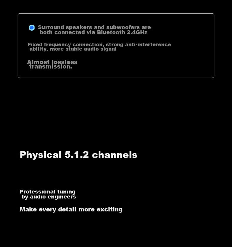 GIEC HA-960D Plus Soundbar TV Speaker, 5.1.2 Dolby Atmos Home Theater System, Living Room Surround Projector Wireless Speakers 12