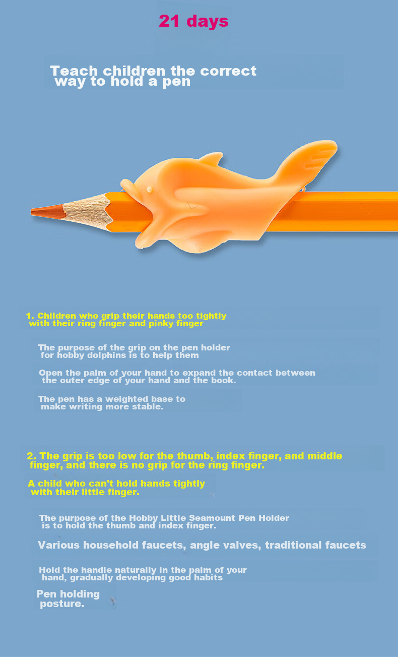 AIHAO [Lowest Price Online] Dolphin-Shaped Pen Grip Aid for Kindergarten And Elementary School Students, Pencil Grip Correction Silicone Pen Holder, Back-To Essential Stationery, Pack of 10 13