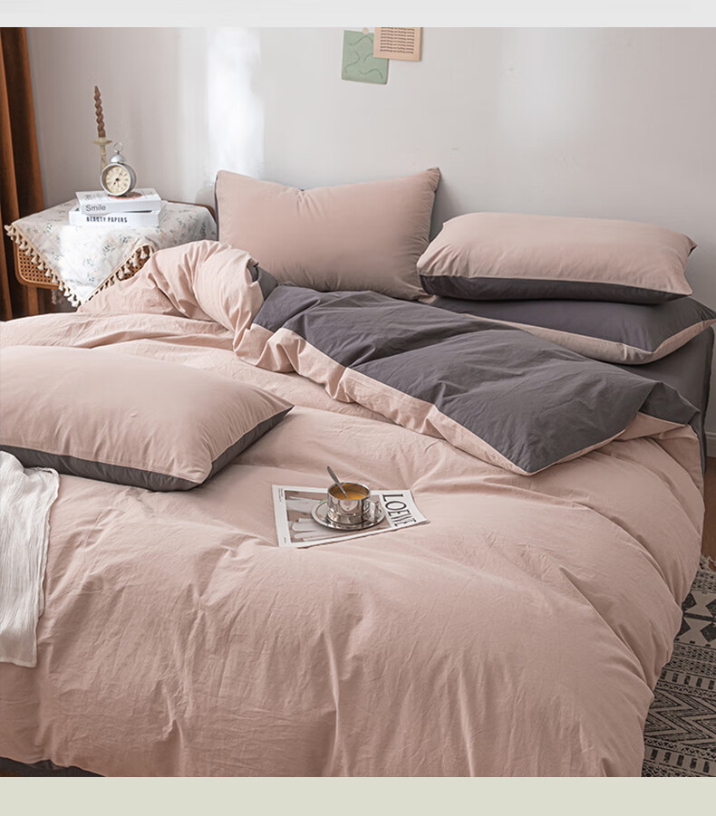 Wuyinliangpin Class A 100% Pure Cotton Duvet Cover, All-Cotton Solid Color Student Dormitory Single Bed Quilt Cover 150*200cm 11