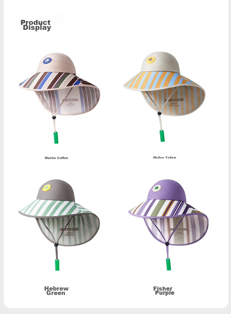Kocotree Children's Sun Protection Hat, Open-Top Fisherman Hat, Boys' Sun Hat, Baby Cap, Wide-Brimmed Shawl 21