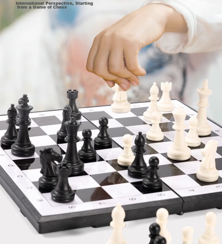 Yingba International Chess Set with Black And White Magnetic Pieces, Foldable, Portable, for Training And Teaching, Magnetic Chess Stones And Board, Camping CS25 2