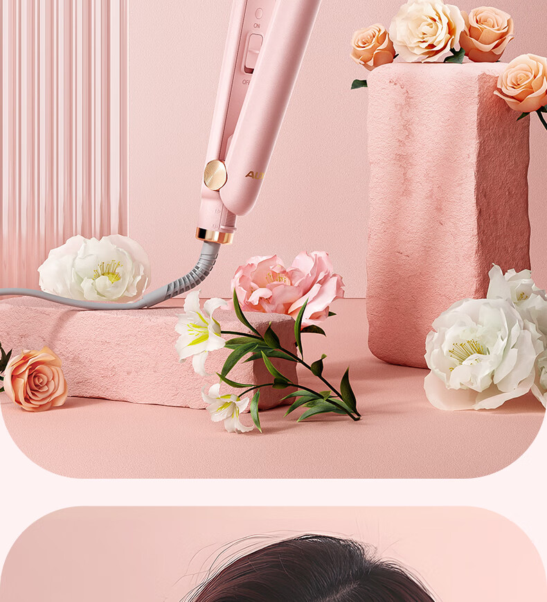AUX Straight Hair Iron for Women, Bangs Clip, Curl Straightener, Long-Lasting Styling, Dual-Purpose Straight And Curl Iron, Hair Curling Tool, Upgraded Ceramic/ionic Dual Protection Hair Care Gift 2