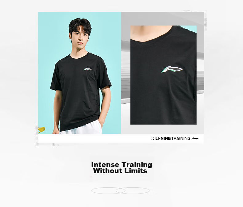 Li-Ning Badminton Shirt for Men, Short-Sleeved T-Shirt, Cultural Shirt, Breathable Sweat-Absorbing Sports Top, Black, M 11