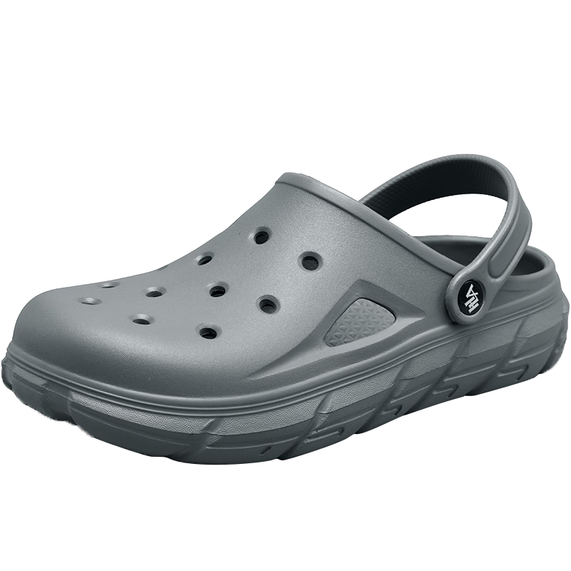 HLA Men's Perforated Shoes with Soft Soles, Breathable Closed-Toe Beach Sandals HAALXM2EBK033, Gray, Size 42/43 (Dual Size)