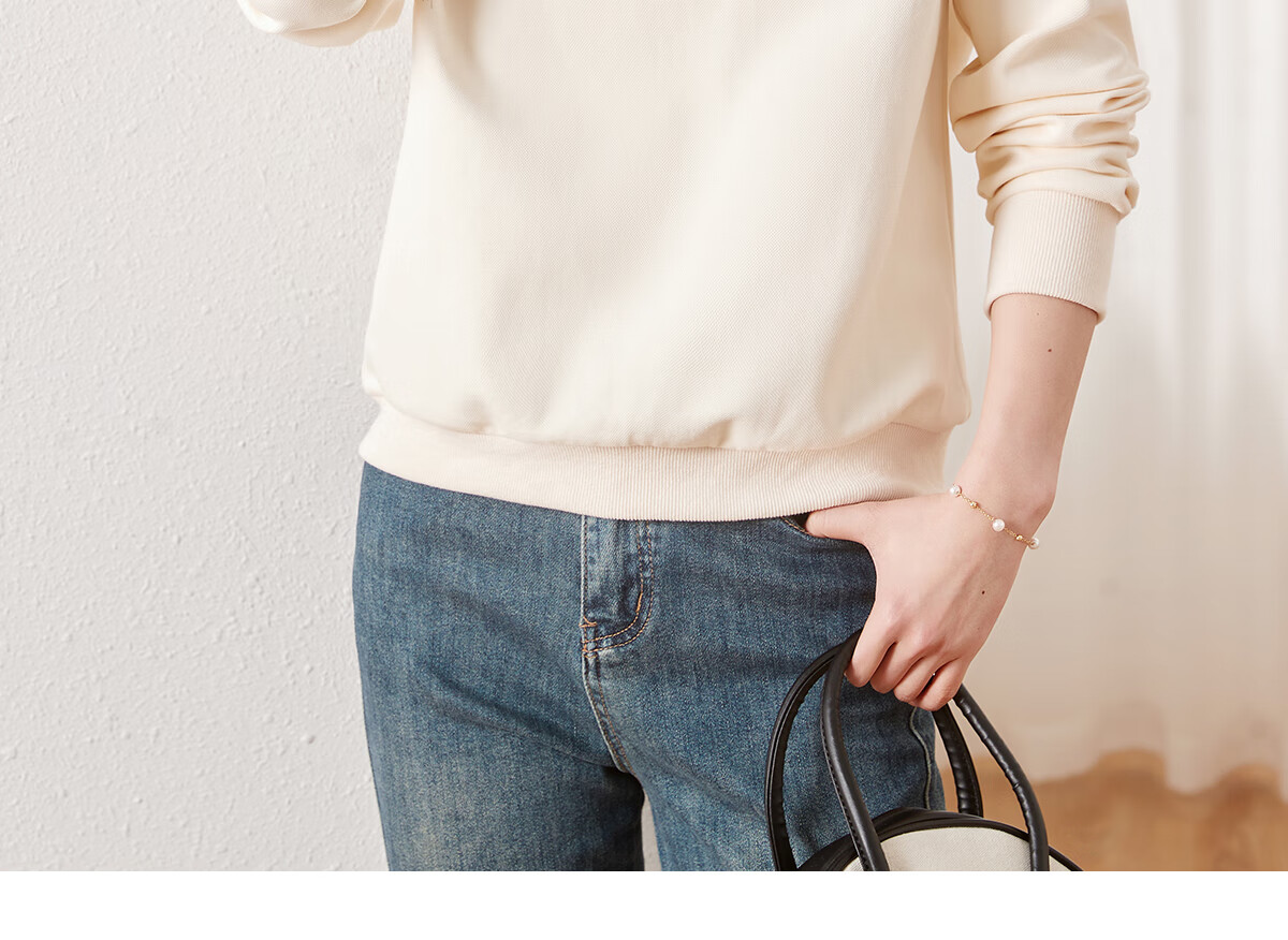 Chushen Women's Spring And Autumn Sweatshirt, College Style POLO Collar, Cherry Decoration, Loose Casual Top, S13KW1097 13